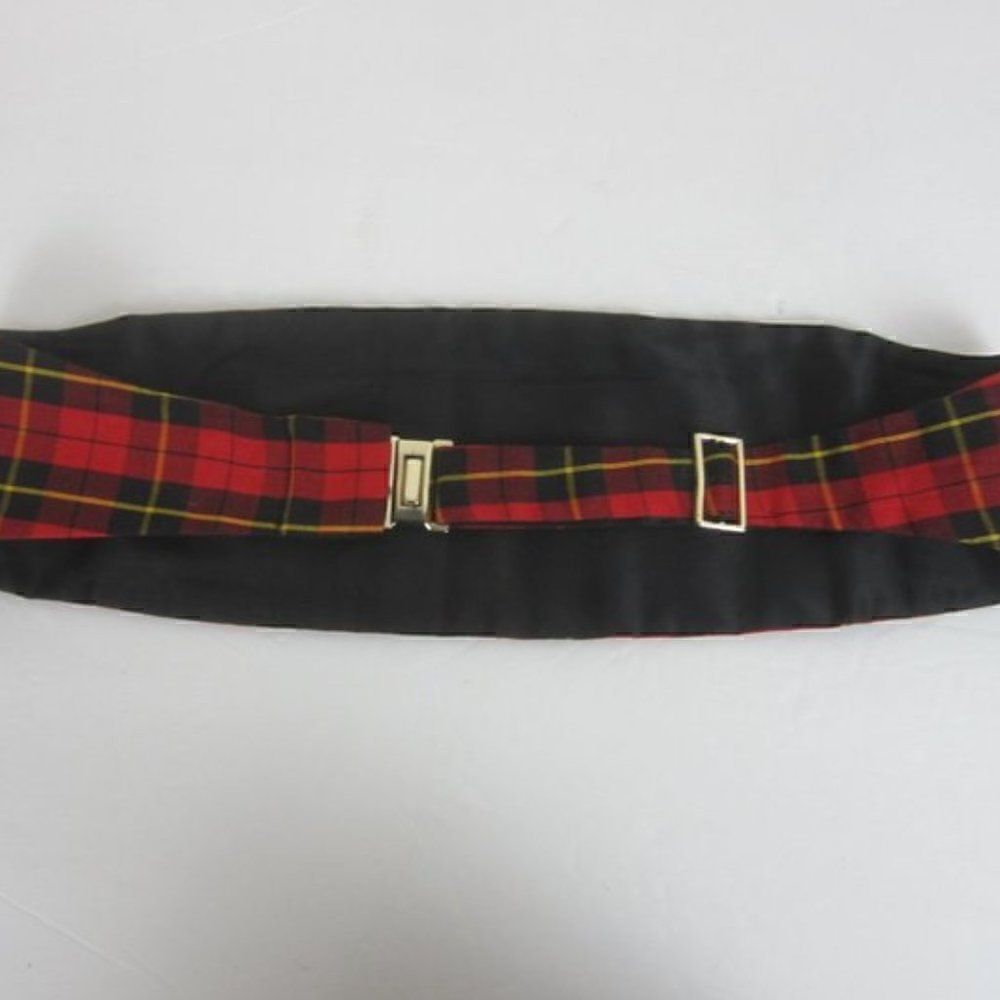 Vintage Lyton's Red Multi Wallace Tartan Plaid Cummerbund - Picture 5 of 8